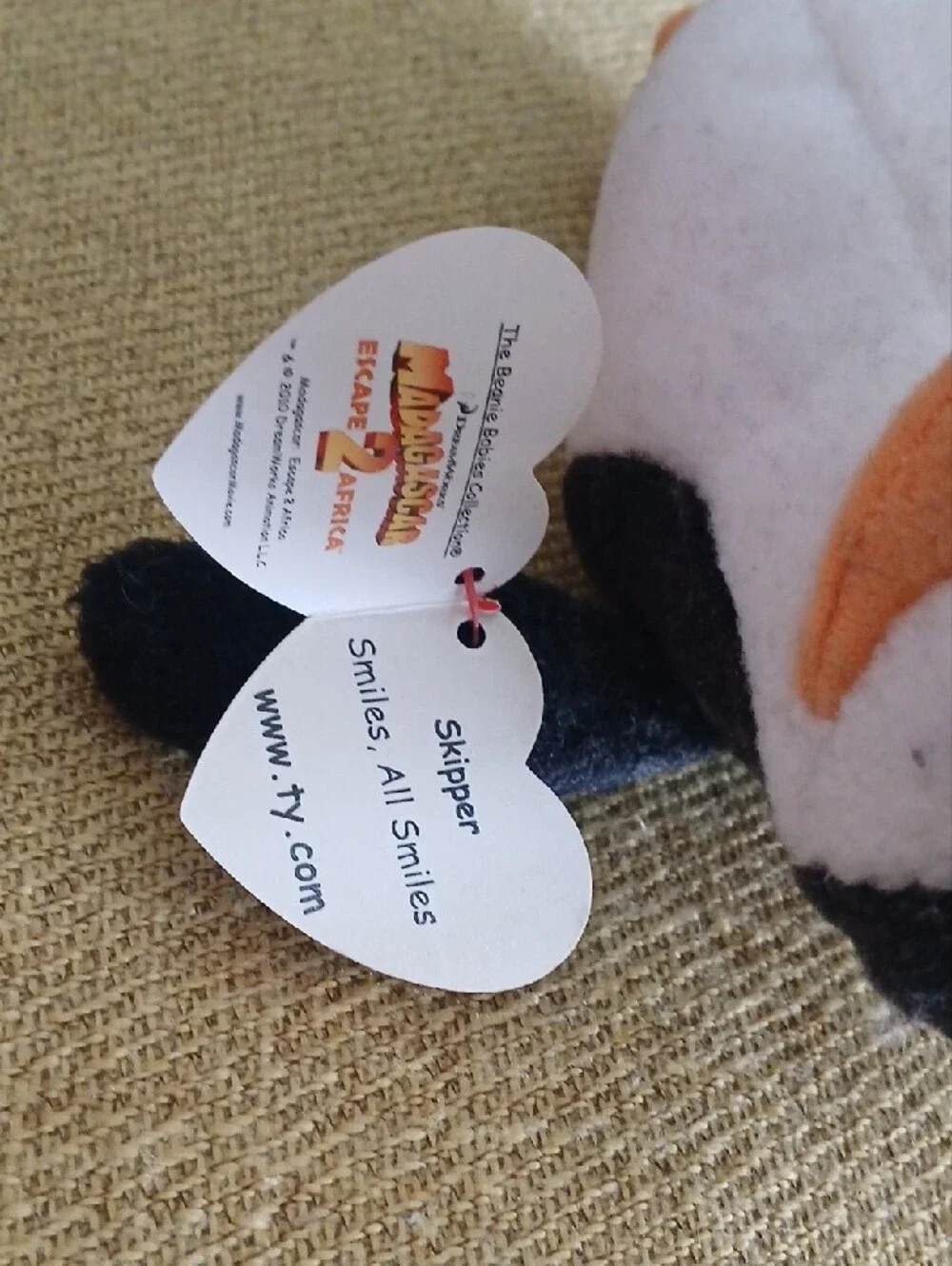 Ty Plush Penguin Toy - White, Black & Orange